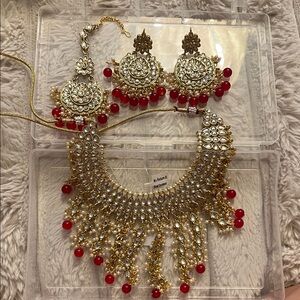 Gold and Red Jewelry Set